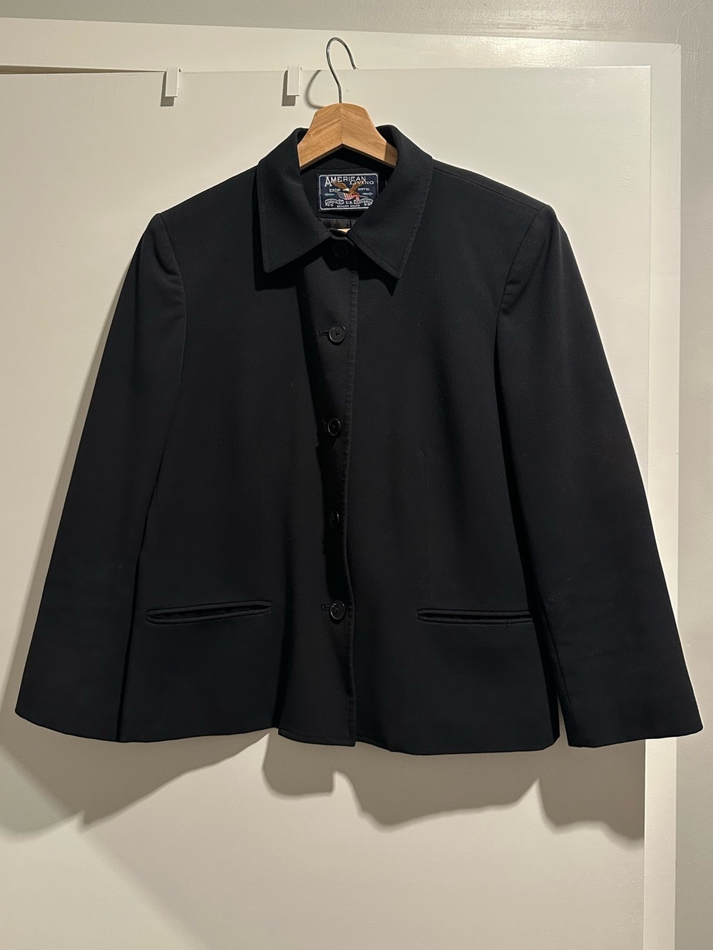 American Living Black Women's Collar Button Jacket
